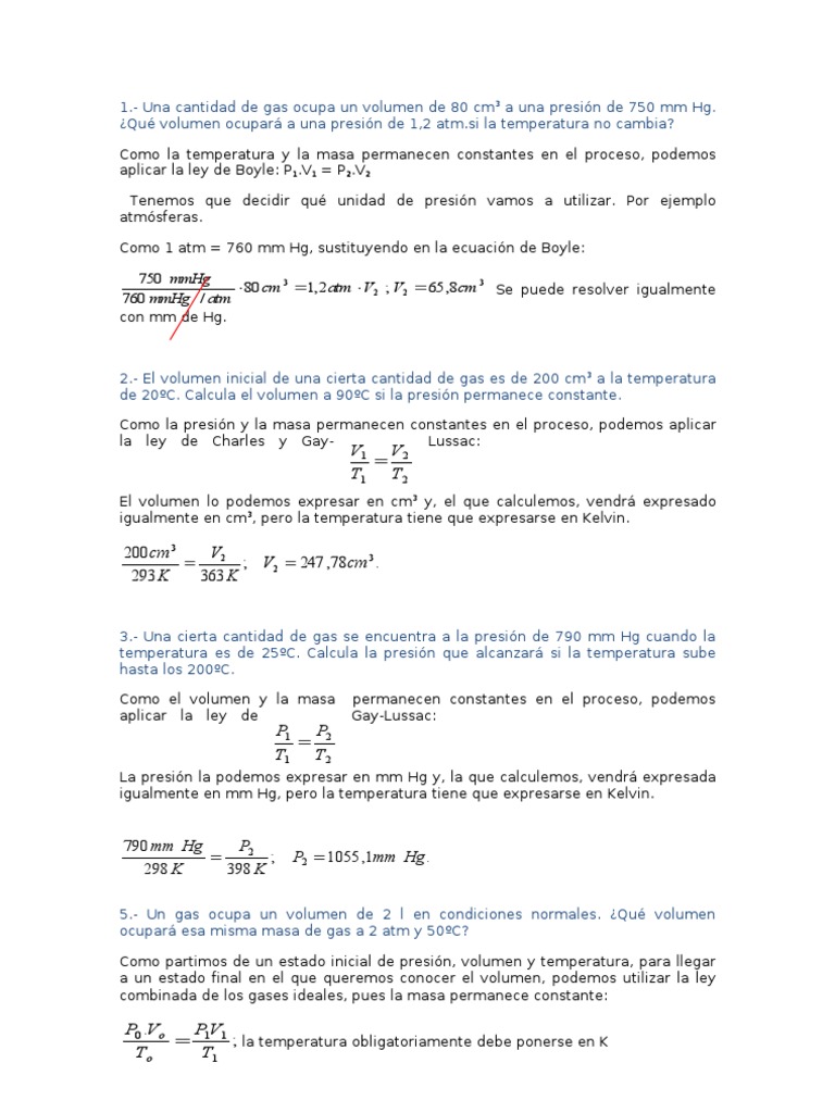 Problemas Gases Ideales | PDF | Gases | Fases de la materia