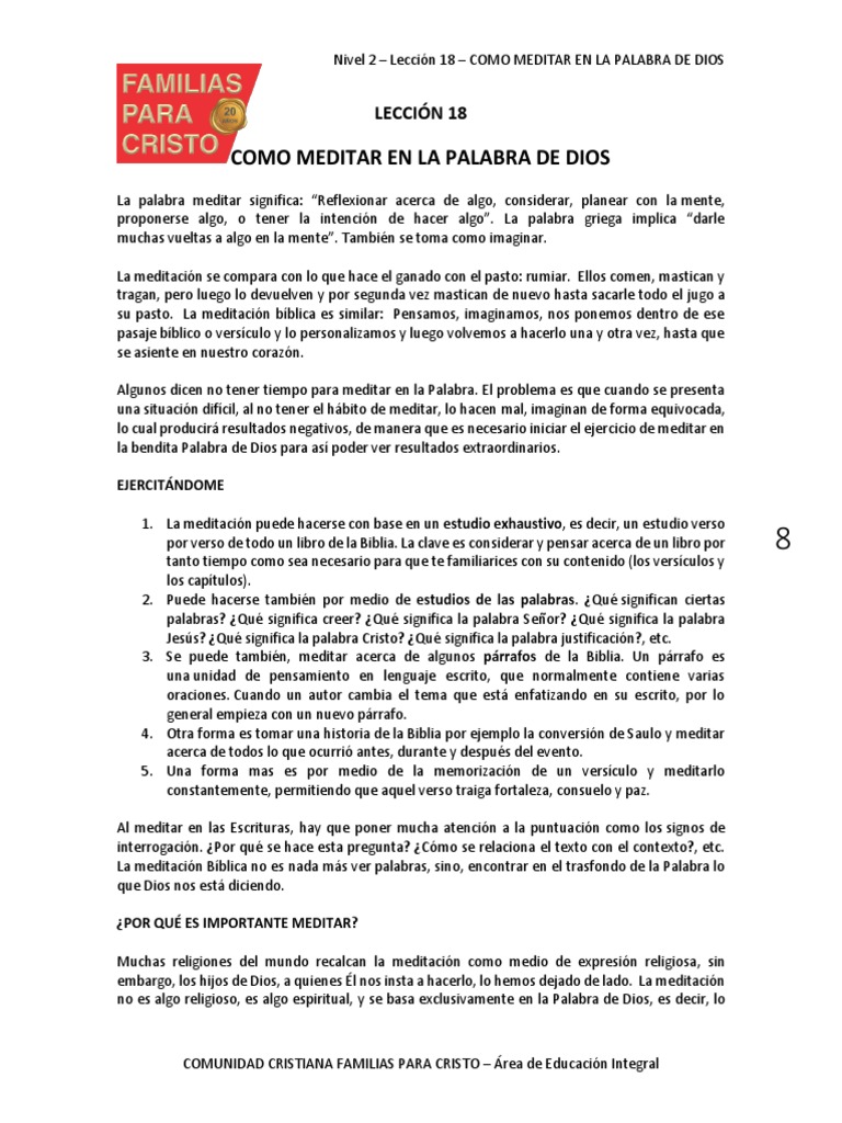 Cómo Meditar en la Palabra de Dios | PDF | Cristo (título) | Biblia