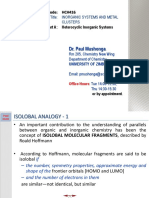 Dr. Paul Mushonga: Course Title: Inorganic Systems and Metal Clusters