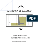 CALCULO ESTRUCTURAL MURO DE CONTENCION H 2.40m