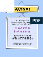 ¡Aviso!: El Grupo de Psicología Te Invita A Parciar en El Taller