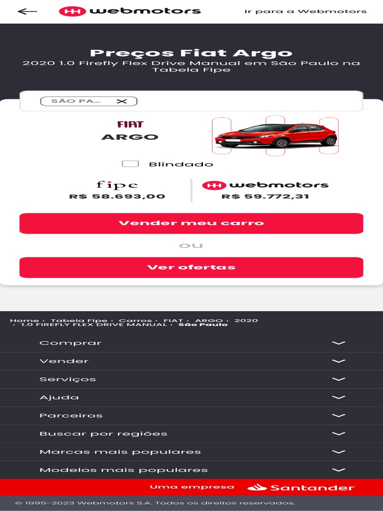 Tabela Fipe Fiat Argo 1.0 Firefly Flex Drive Ma… PDF