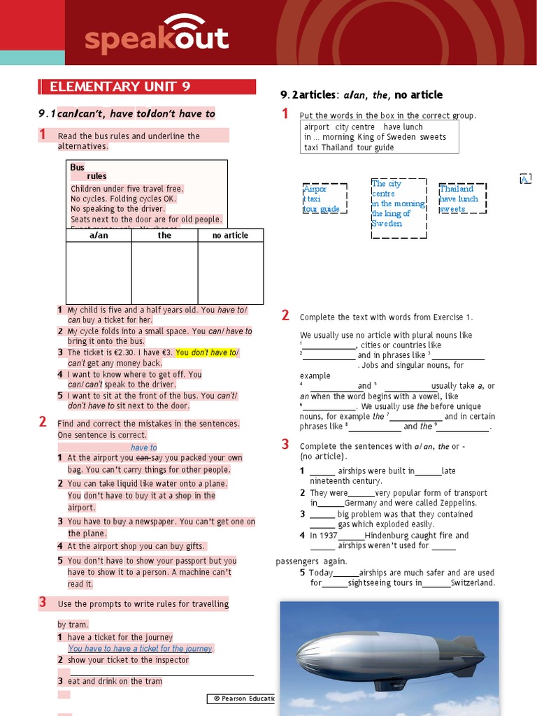 SpeaK O. RED ONE The-A-An Unit - 9 | PDF | Grammatical Number | Airship