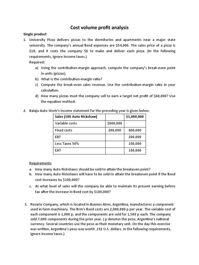 Cost Volume Profit Analysis | PDF