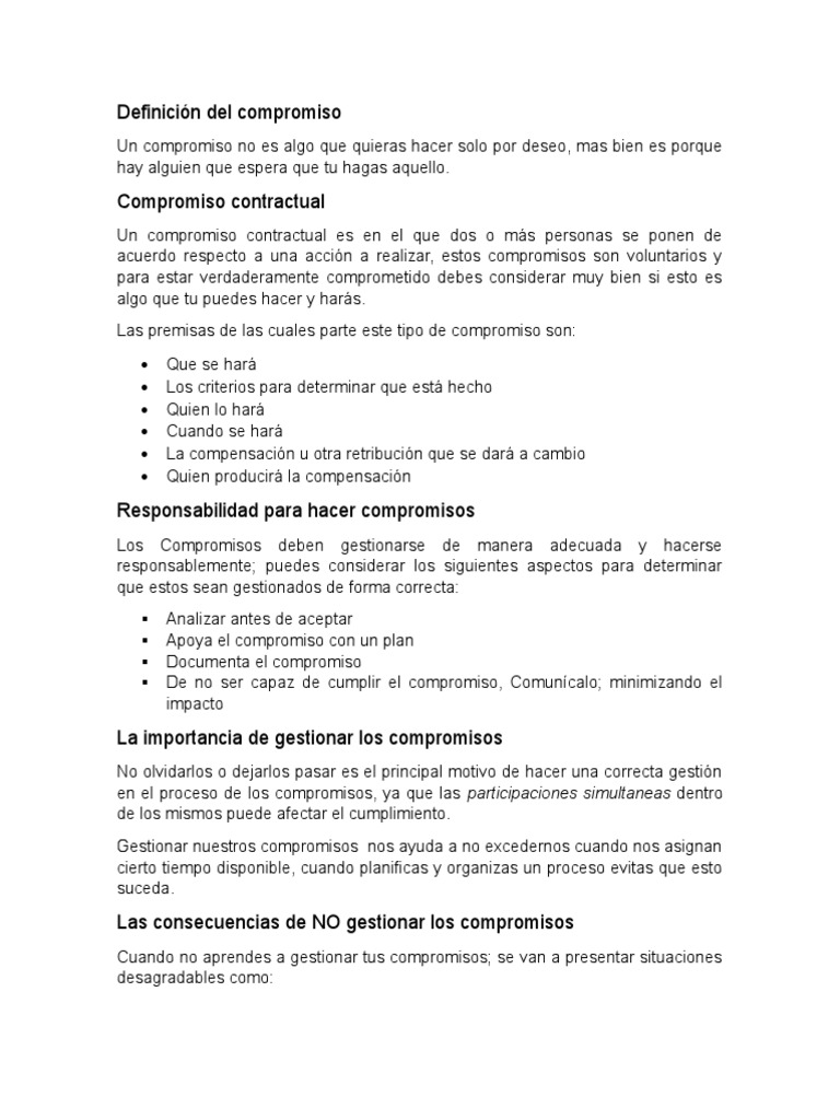 Definición Del Compromiso | PDF