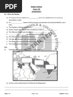 Subject: History Class: VIII Worksheet Q-1: Fill in The Blanks