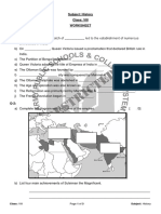 Subject: History Class: VIII Worksheet Q-1: Fill in The Blanks