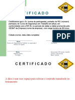 Certificado de treinamento de NR 35 - MODELO