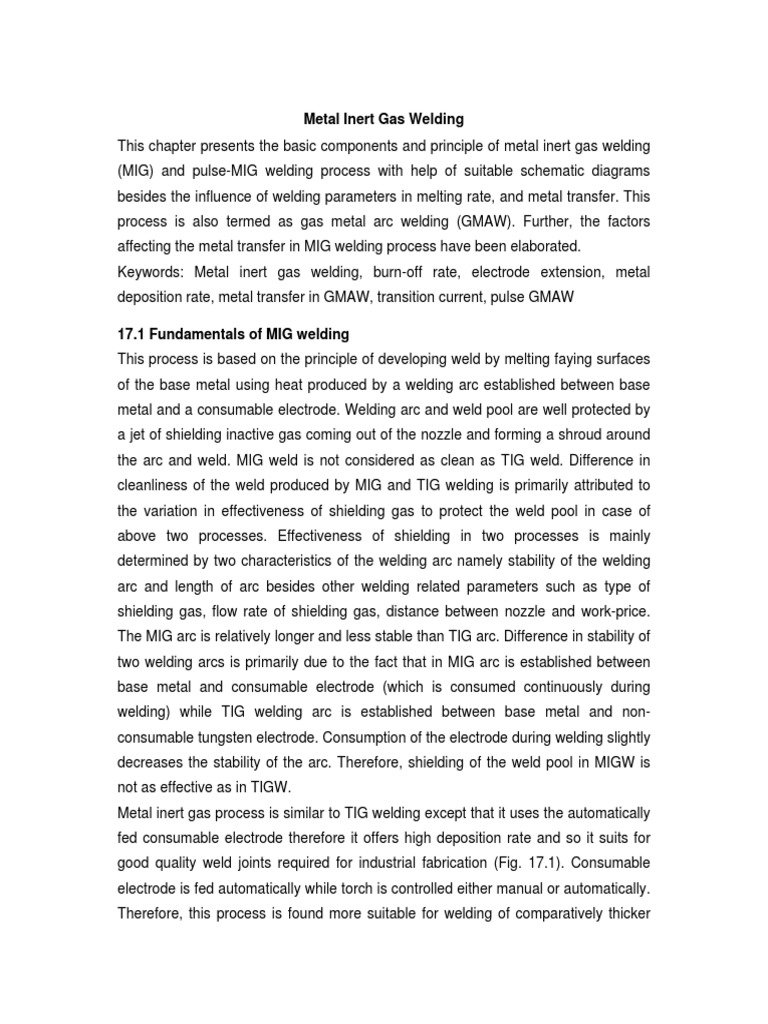 Mig Welding Fundamentals Parameters And Metal Transfer Pdf
