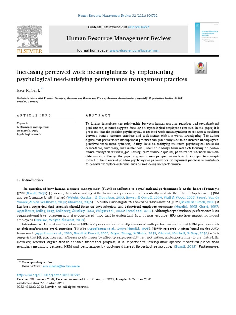 1 s2.0 S1053482220300656 Main | PDF | Performance Appraisal | Goal