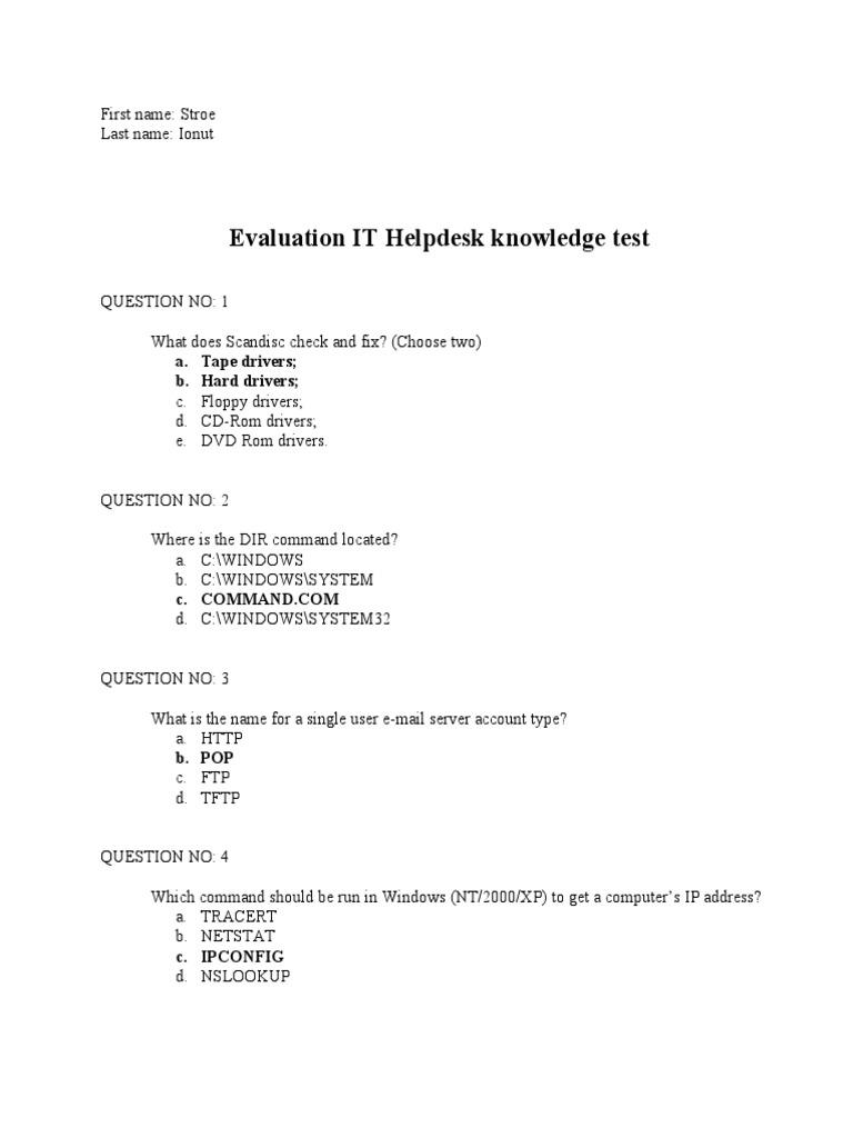 Test IT Helpdesk | PDF