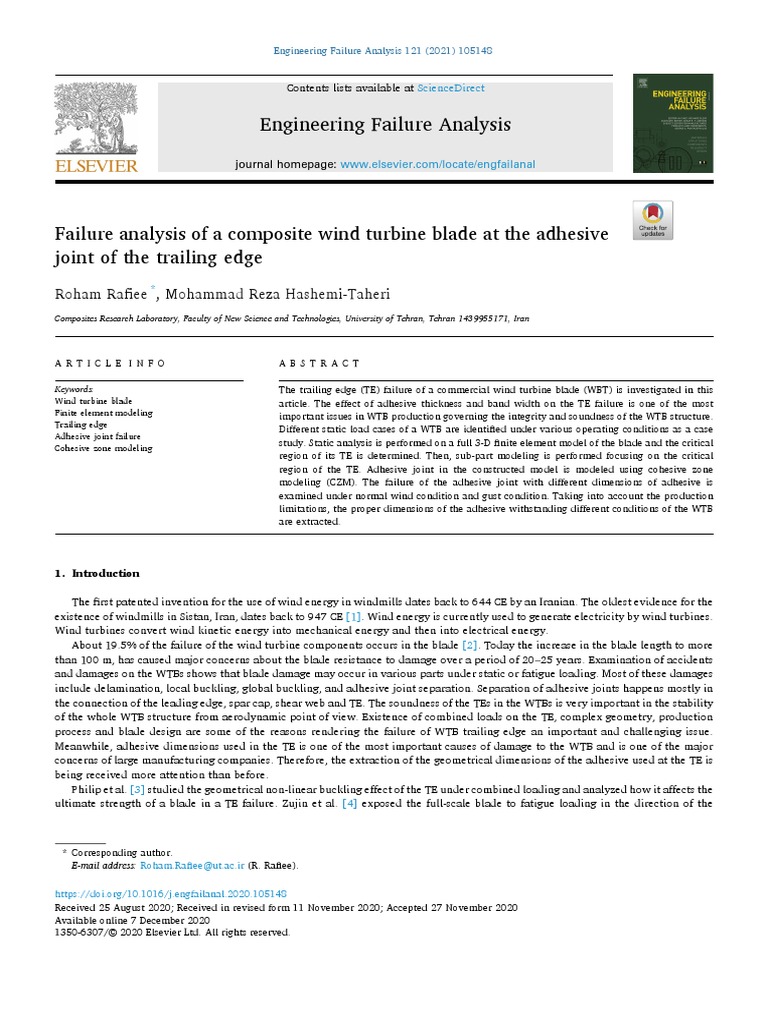 Failure Analysis of A Composite Wind Turbine Blade at The Adhesive | PDF