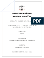 Examen 1er quimestre Colegio Fiscal Técnico Provincia de Bolívar