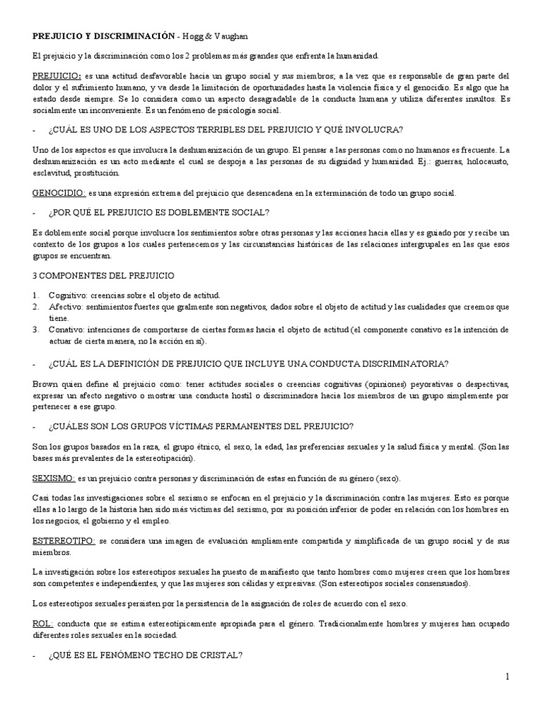 Prejuicio y Discriminación: Impacto Social | PDF | Sexismo | Comportamiento