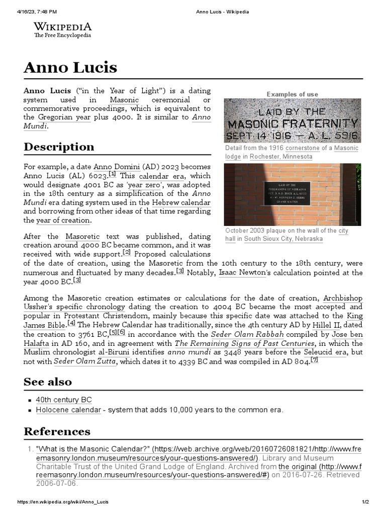 Anno Lucis - Wikipedia | PDF