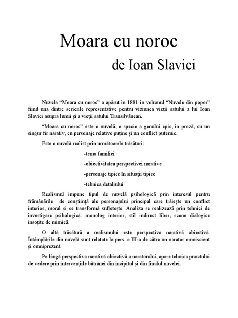 Simetria Incipit Final Moara Cu Noroc Moara cu noroc | PDF