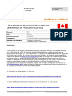 Limite Maximo de Residuos de Medicamentos Veterinarios en Productos Carnicos-Canada