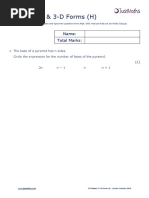 2-D Shapes & 3-D Forms (H) : Name: Total Marks