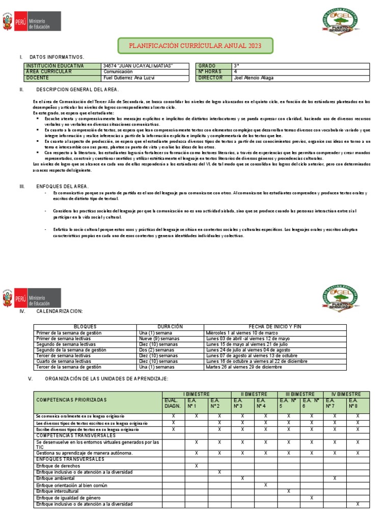 3ro de Plan Anual 2023 | PDF | Evaluación | Maestros