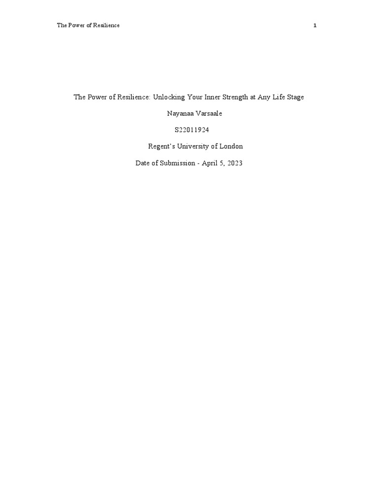 The Power Of Resilience Pdf