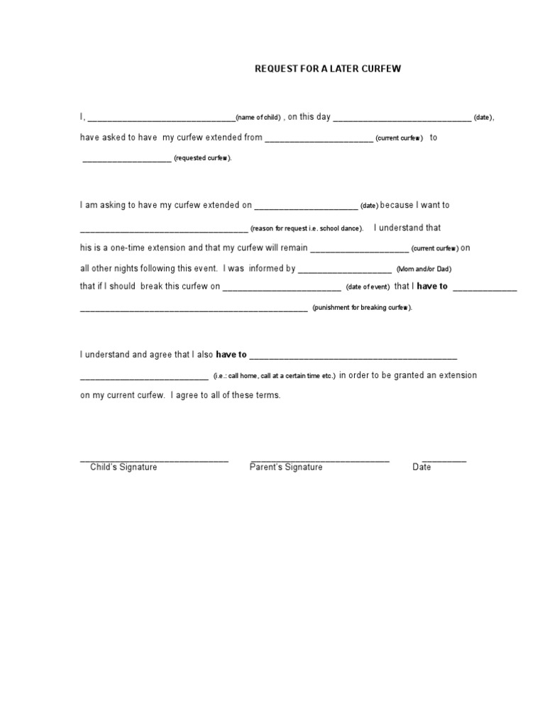 Request For A Later Curfew | PDF