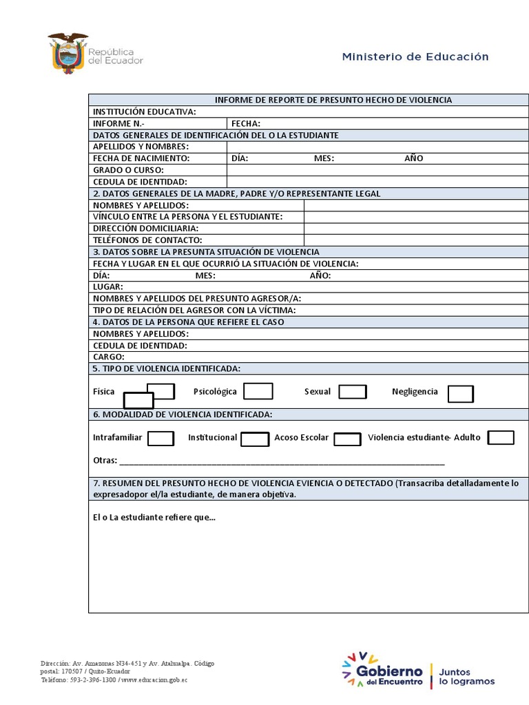Formato Informe de Reporte de Hecho de Violencia 1 | PDF