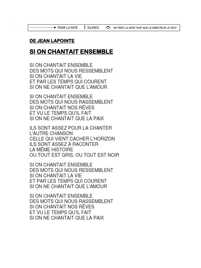 Si on chantait ensemble : paroles et thèmes | PDF