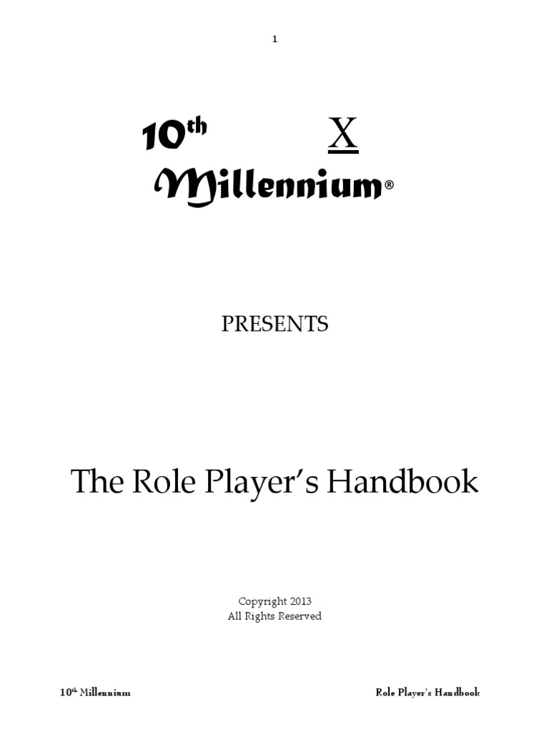 10th Millennium The Role Player's Handbook PDF Mars