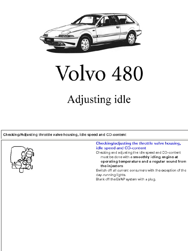 Volvo 480 Adjusting Idle Manual PDF