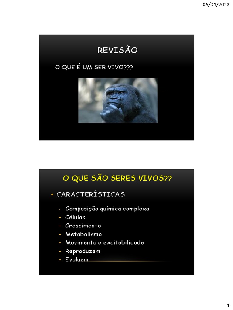 AULA 1 Seres Vivos e Origem Da Vida Bio23 PDF Organismos Metabolismo