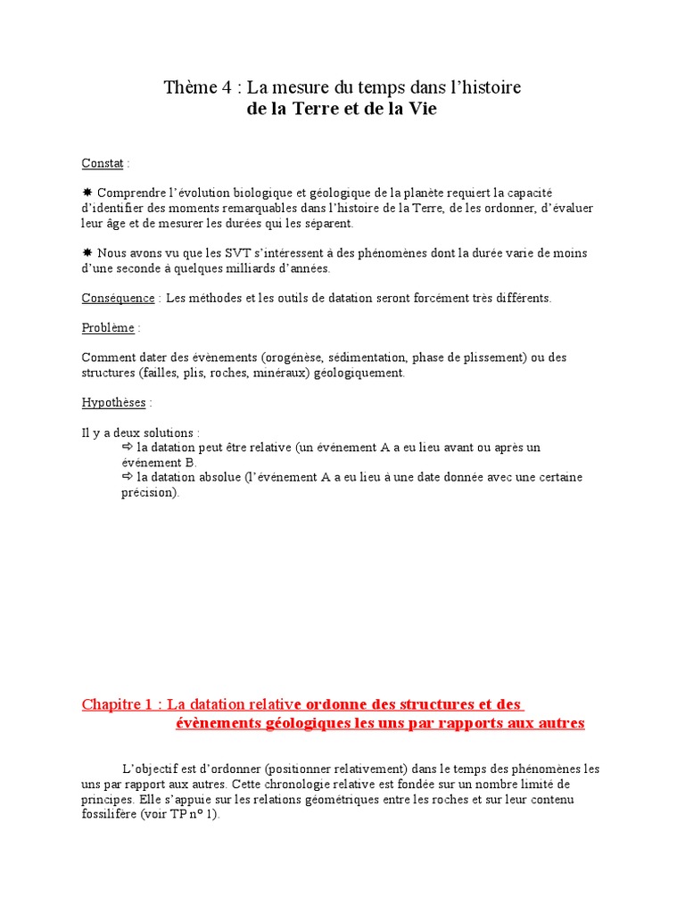 Datation relative et absolue en géologie | PDF | Sciences sociales ...