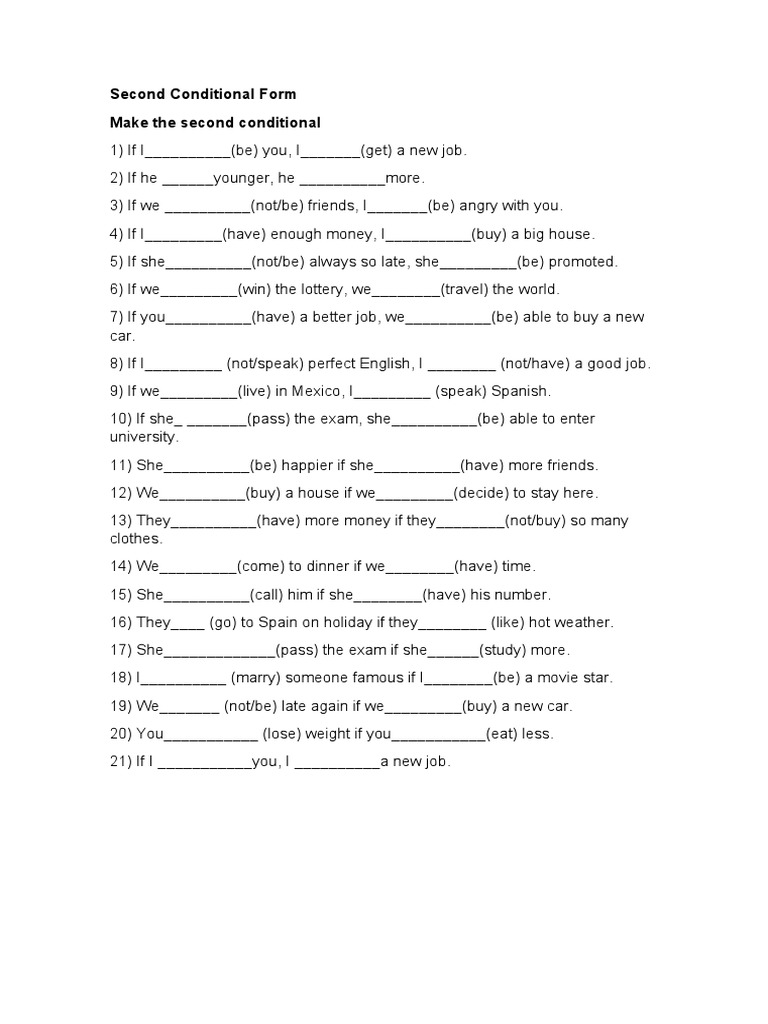 Second Conditional Exercices | PDF
