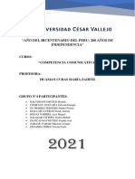 "Año Del Bicentenario Del Peru: 200 Años de Independencia": Curso: "Competencia Comunicativa"