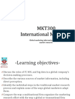 MKT300 International Marketing: - Global Marketing Information Systems and Market Research