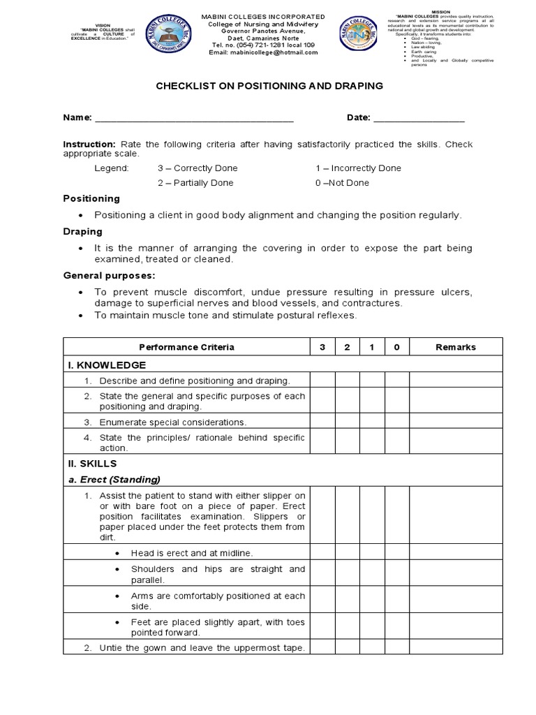 Positioning and Draping Checklist PDF Anatomical Terms Of Motion