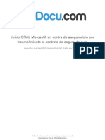 Juicio Oral Mercantil en Contra de Aseguradora Por Incumplimiento Al Contrato de Seguro de Auto