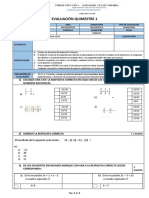 Evaluación Quimestre 1: 1) Coloque Una X en La Respuesta Correcta en Cada Una de Las Operaciones Con Numeros Racionales