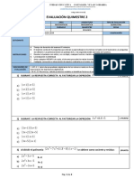 Evaluación Quimestre Matemática Factorización