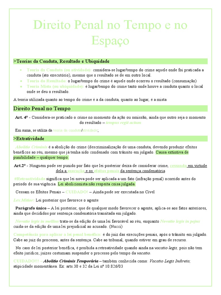 Lei Penal: Tempo e Espaço no Direito | PDF | Crimes | Crime e Violência