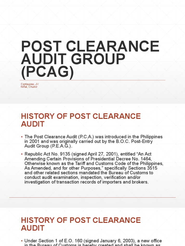 Post Clearance Audit Group Overview | PDF | Government | Governance