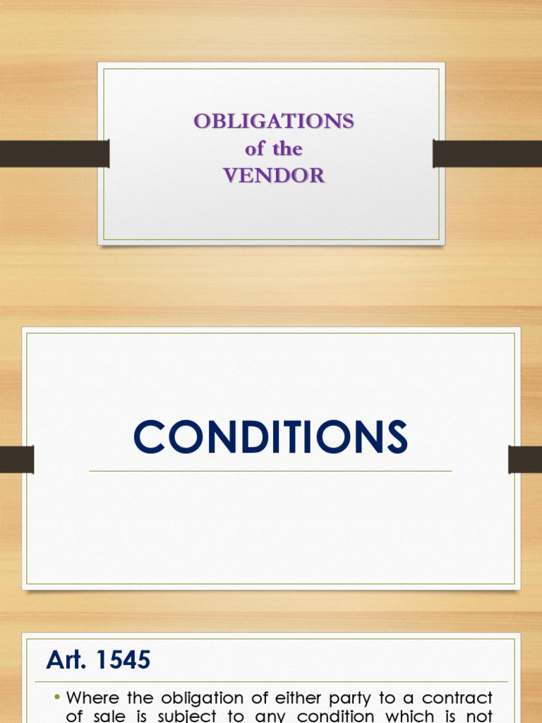 Obligations of The Vendor Download Free PDF Implied Warranty