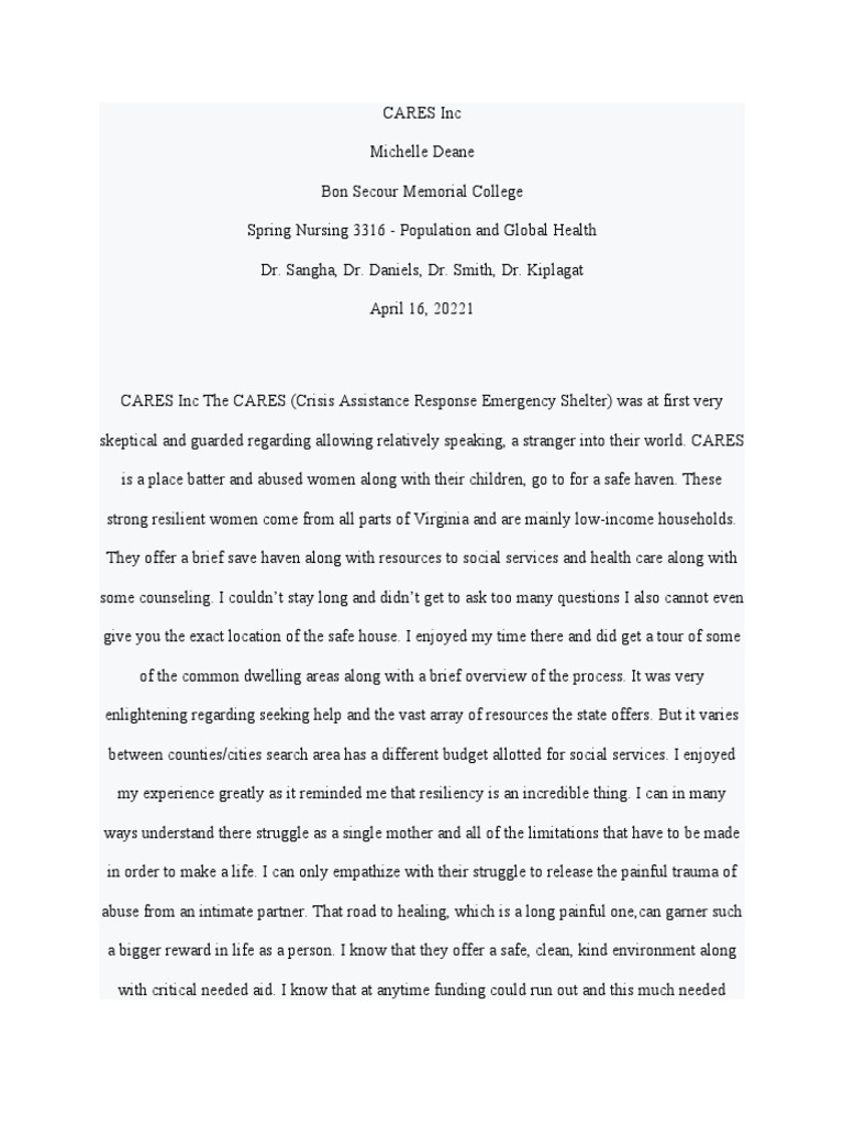 Cares PDF Psychology Health Care