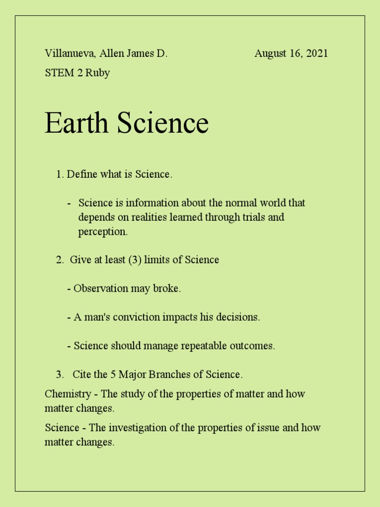 Major Branches of Science Explained | PDF | Science & Mathematics