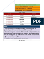 Grade-3 PA-2 Exam Timetable & Portion & Pattern