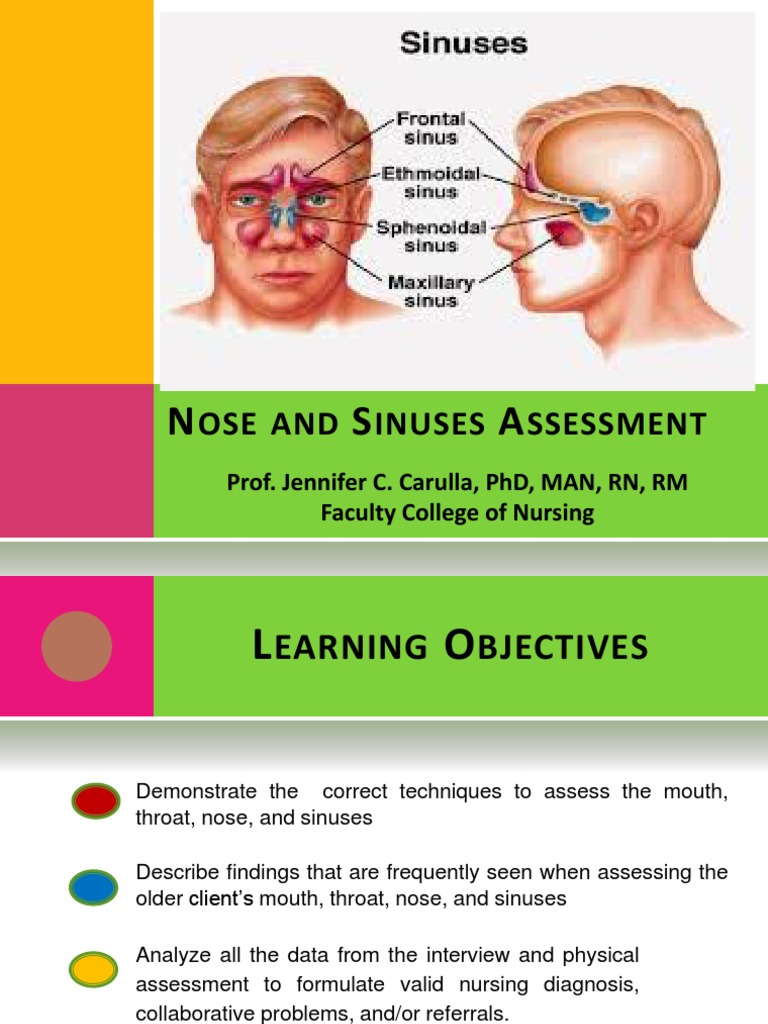 Sinus and Nose Assessment Techniques | PDF | Human Nose | Mouth