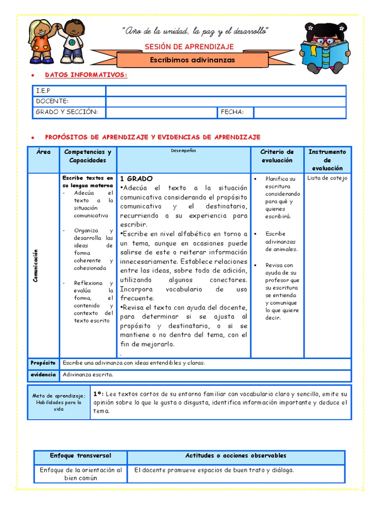 1º E2 S2 Sesion D3 Com Escribimos Adivinanzas Pdf