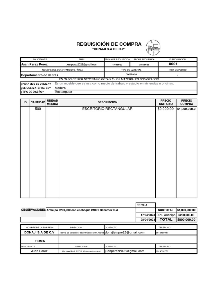 Formato Requisición de Compra | PDF