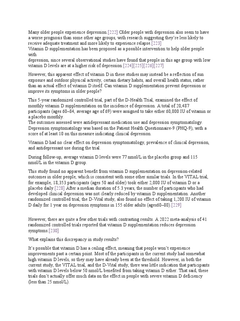Can A Monthly Vitamin D Supplement Prevent Depression in Older People PDF
