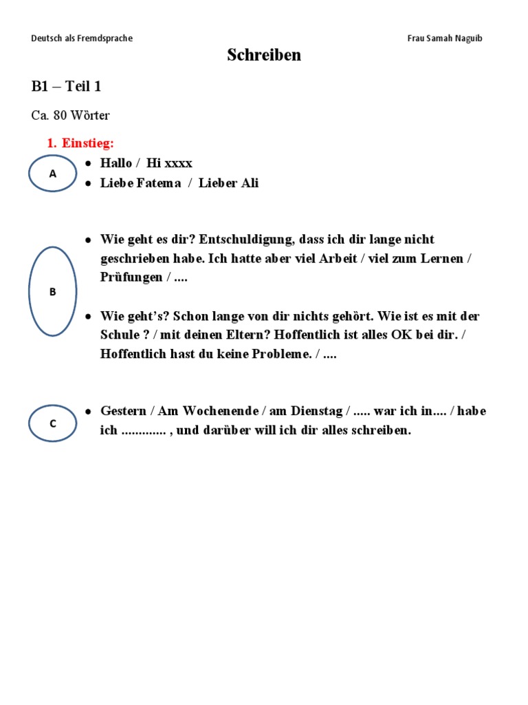 Schreiben B1 Teil 1 E Mail Pdf