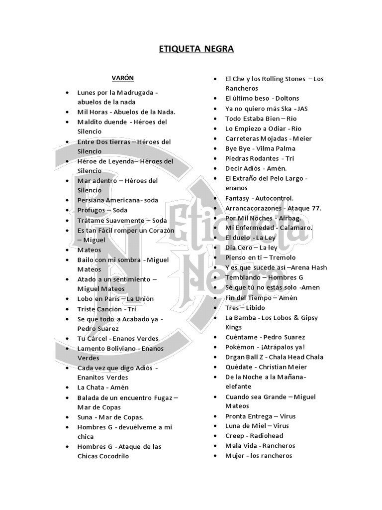 Etiqueta Negra 2022 PDF Músicos Grupos musicales